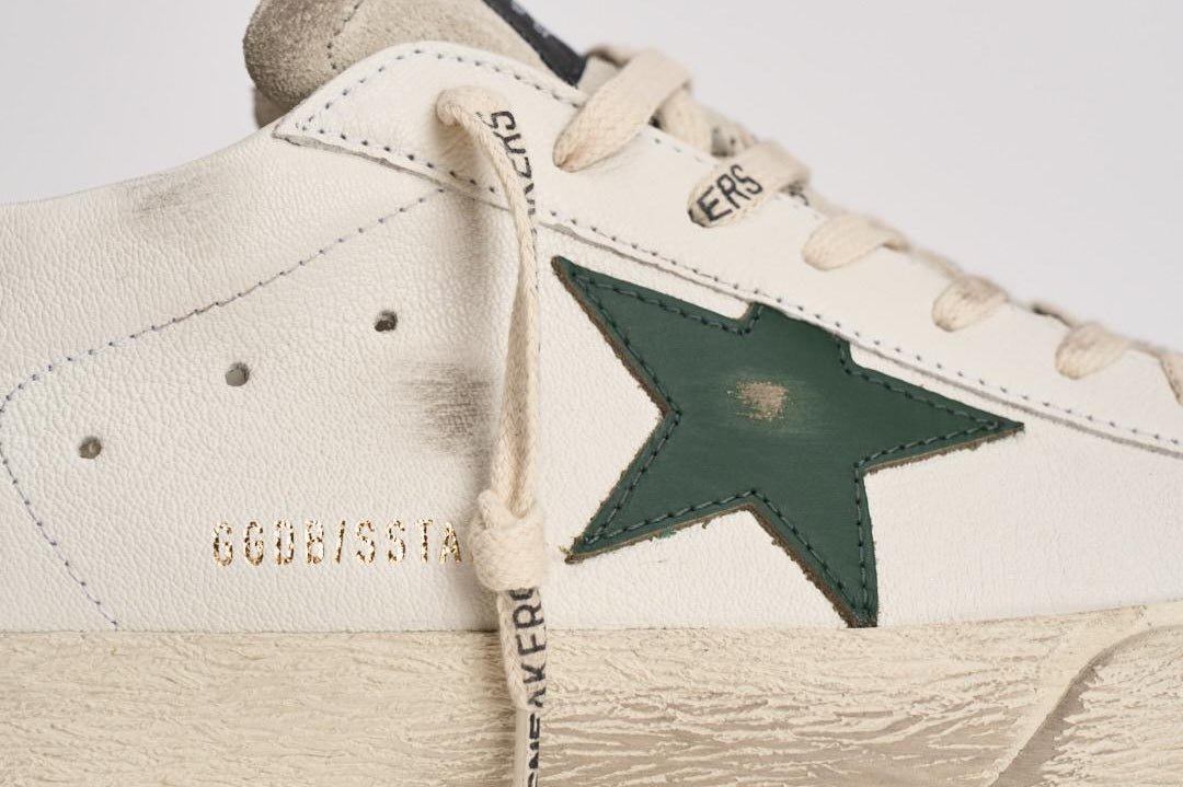 Sneakers uomo Super-star bianca e verde GMF00101 F00811310502 GOLDEN GOOSE 