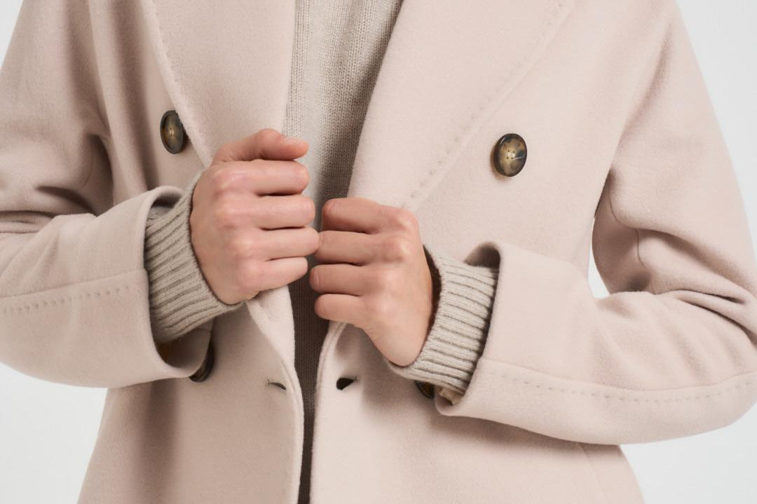 Cappotto lungo donna doppiopetto panna MYRNA DEBORA9220 ACCADEMIE TESSILI 