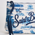Pochette donna Aline con fantasia tropicale azzurra e bianca ALINE 01078L MC2 SAINT BARTH 
