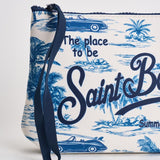 Pochette donna Aline con fantasia tropicale azzurra e bianca ALINE 01078L MC2 SAINT BARTH 