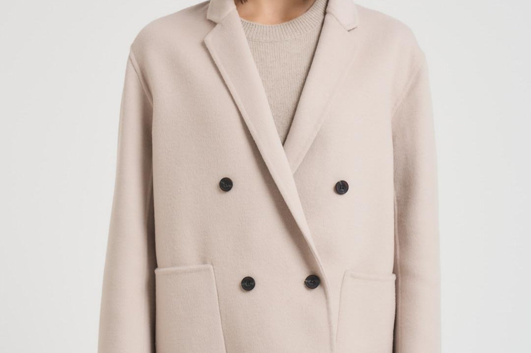 Cappotto donna corto doppiopetto panna MERYL ICE ACCADEMIE TESSILI 