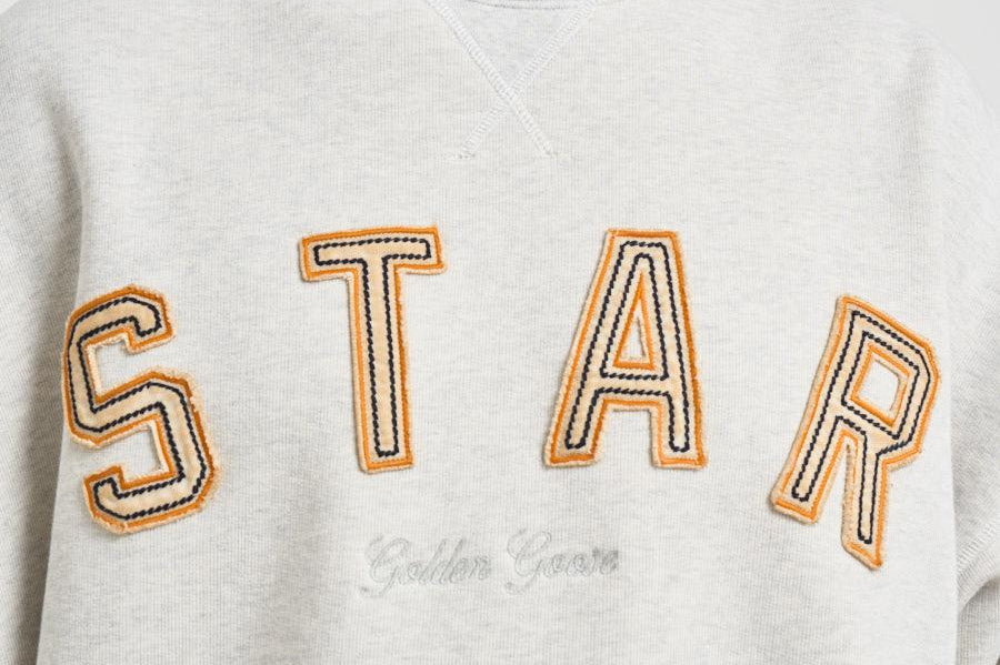 Felpa uomo girocollo grigio chiaro GUP02711 P00241260665 GOLDEN GOOSE 