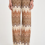 Pantalone donna degradé zig zag marrone AMALIA 01846L MC2 SAINT BARTH 