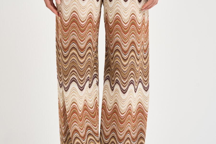 Pantalone donna degradé zig zag marrone AMALIA 01846L MC2 SAINT BARTH 