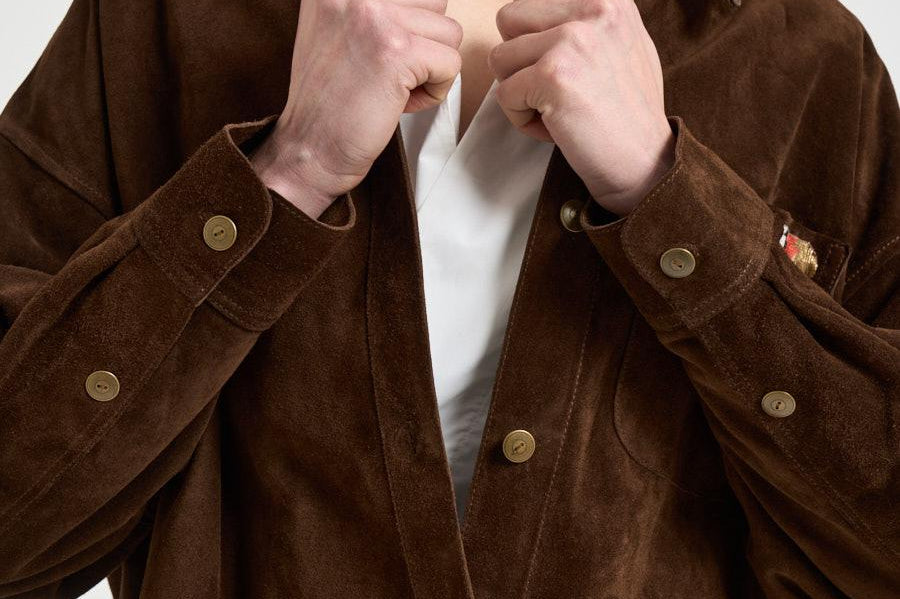 Camicia donna in suede marrone S1177 306 BAZAR DELUXE 