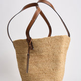 Borsa donna in rafia ecru V8.8DZ NATURAL MANEBI' 