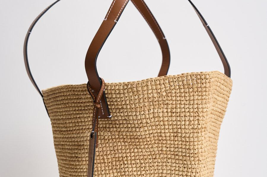 Borsa donna in rafia ecru V8.8DZ NATURAL MANEBI' 