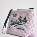 Pochette donna Aline in cotone a righe lilla ALINECOTTON 07612L MC2 SAINT BARTH 