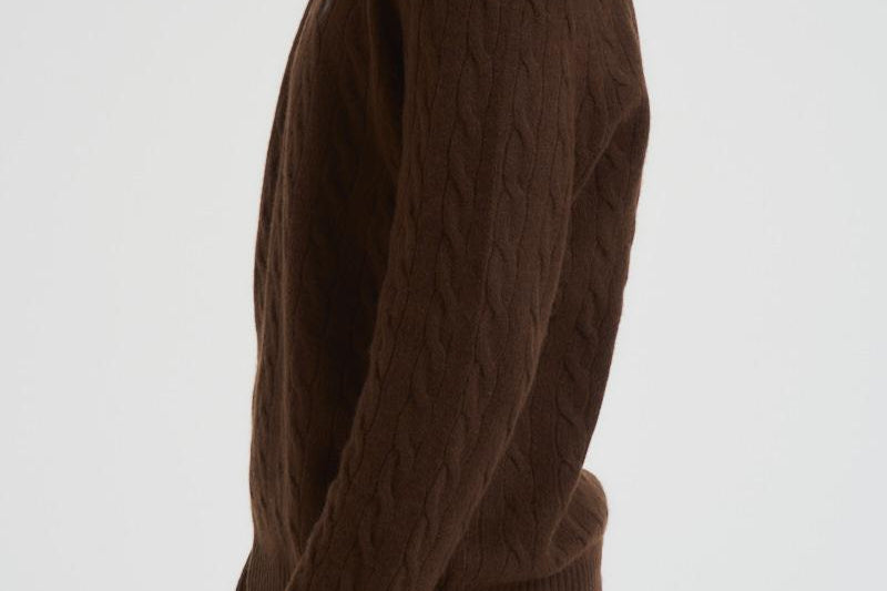 Maglia uomo a treccia marrone 710876762 029 RALPH LAUREN 