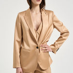Blazer donna in raso crema dorato 14547 1012 FORTE FORTE 