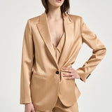 Blazer donna in raso crema dorato 14547 1012 FORTE FORTE 