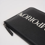 Pochette uomo in pelle nera con logo bianco EM003590 AF19355UC001 EMPORIO ARMANI 