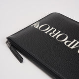 Pochette uomo in pelle nera con logo bianco EM003590 AF19355UC001 EMPORIO ARMANI 
