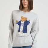 Felpa donna girocollo grigia con Bear 211972794 001 RALPH LAUREN 