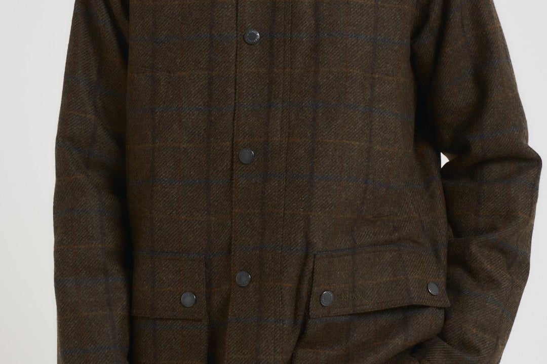 Giubbotto uomo Bedale in lana check marrone MWO0288 OL91 BARBOUR 