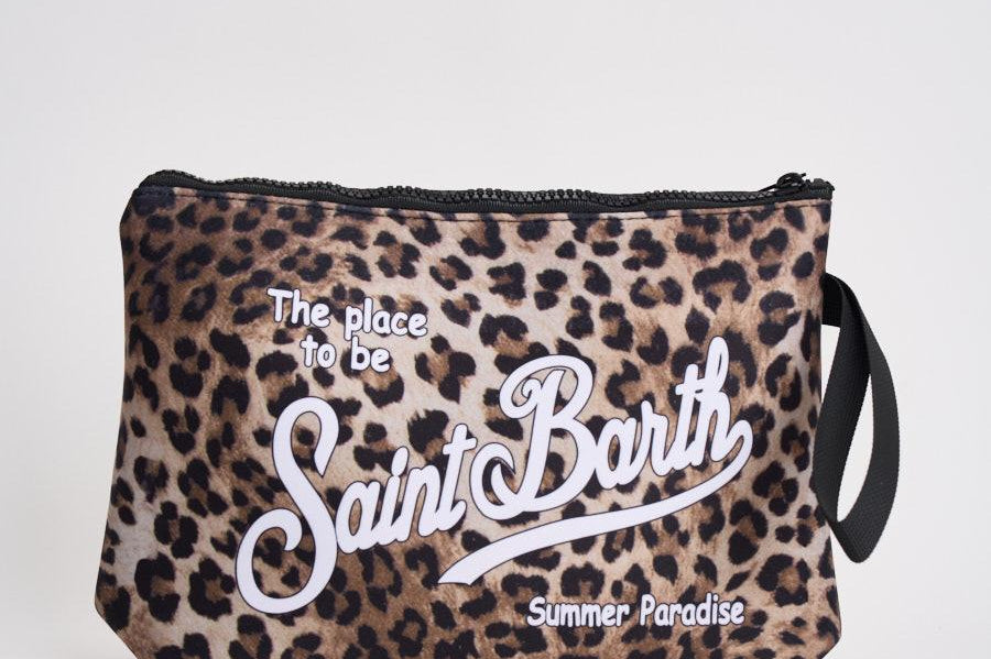 Pochette donna Aline fantasia leopardata nera e marrone ALINEL 00653L MC2 SAINT BARTH 
