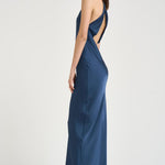 Abito donna lungo satinato blu 16193 BLUE ACTUALEE 
