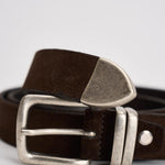 Cintura uomo in suede marrone VZ18 MORO ACCADEMIE TESSILI 