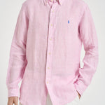 Camicia uomo in lino a righe rosa 710B15594 008 RALPH LAUREN 