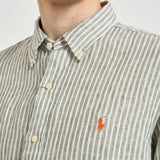 Camicia uomo in lino a righe verde 710B15594 001 RALPH LAUREN 