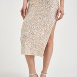 Gonna donna full paillettes cipria 609GO UNICA ACTUALEE 