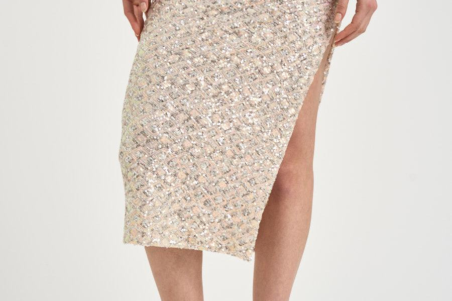 Gonna donna full paillettes cipria 609GO UNICA ACTUALEE 