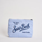 Pochette donna Aline in cotone a righe celeste ALINECOTTON 00566L MC2 SAINT BARTH 