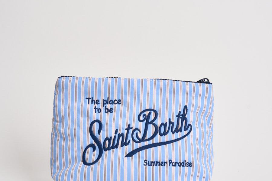 Pochette donna Aline in cotone a righe celeste ALINECOTTON 00566L MC2 SAINT BARTH 
