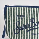 Pochette donna Aline in lino a righe verde ALINE 07803 MC2 SAINT BARTH 