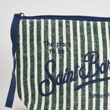 Pochette donna Aline in lino a righe verde ALINE 07803 MC2 SAINT BARTH 