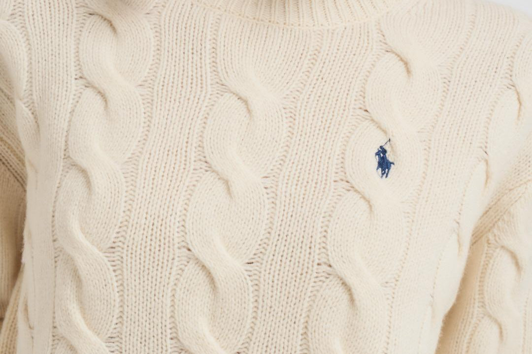 Maglia donna girocollo a treccia panna 211A91216 002 RALPH LAUREN 