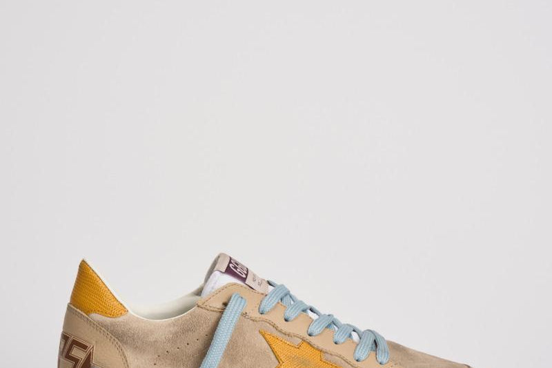 Sneakers uomo Ball Star beige e arancioni GMF00117 F00749515778 GOLDEN GOOSE 