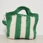 Borsa donna crochet a righe verde CROCHETBAGMINI 00193H MC2 SAINT BARTH 