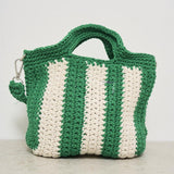 Borsa donna crochet a righe verde CROCHETBAGMINI 00193H MC2 SAINT BARTH 