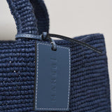 Borsa donna a mano in rafia blu V3.3EV VINTAGENAVY MANEBI' 