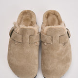 Scarpa donna Boston con pelliccia di agnello taupe 1028299 TAUPE BIRKENSTOCK 