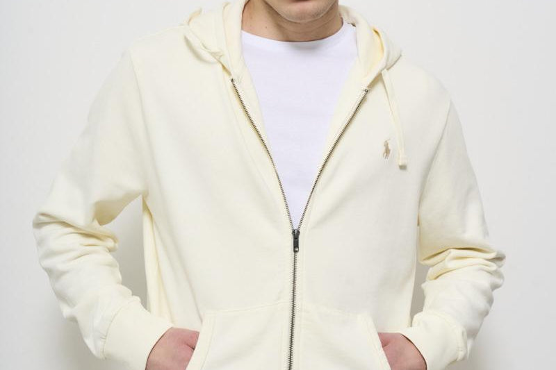 Felpa uomo panna con cappuccio 710916692 003 RALPH LAUREN 