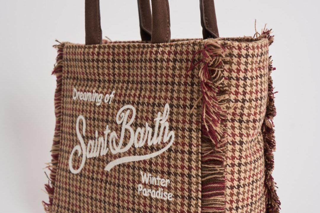 Borsa donna Vanity Mini Wool Pied de Poule marrone VANITYMNWL PDP45 MC2 SAINT BARTH 