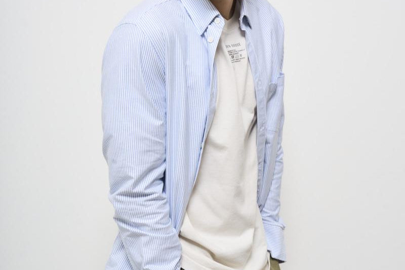 Camicia uomo Oxford celeste GMP00246 P00054880197 GOLDEN GOOSE 