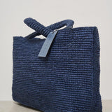 Borsa donna a mano in rafia blu V3.3EV VINTAGENAVY MANEBI' 