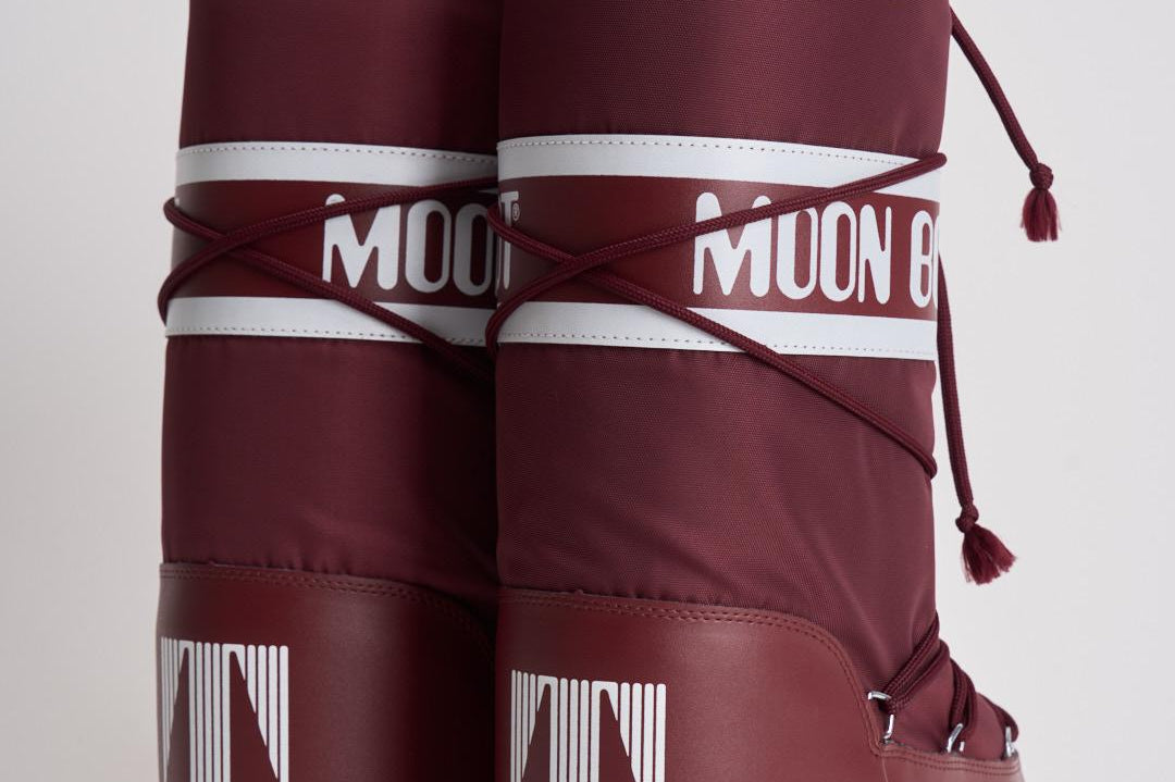 Stivale donna da neve alto in nylon bordeaux 1400440 D013BURGUNDY MOON BOOT 