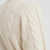 Maglia uomo girocollo a treccia panna 25FCCM010439 101 ACCADEMIE TESSILI 