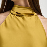 Abito donna lungo satinato ocra 16193 YELLOW ACTUALEE 