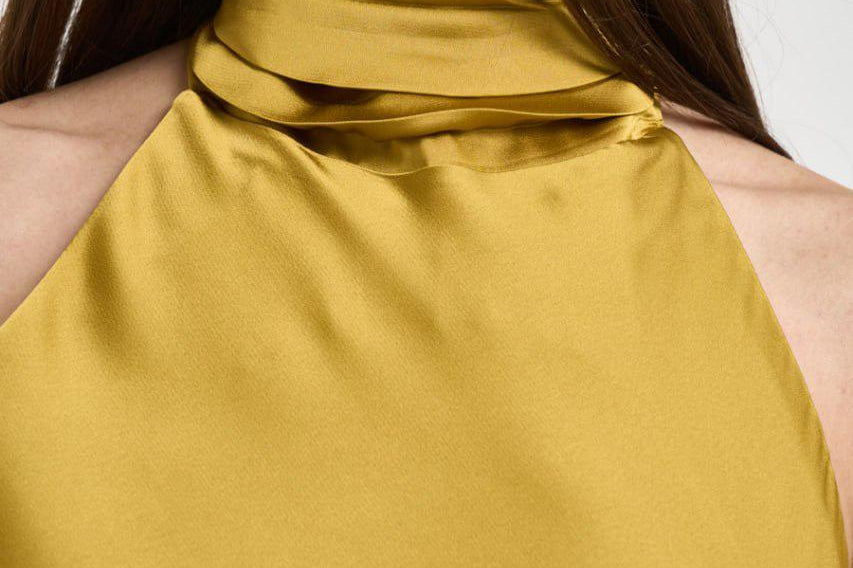 Abito donna lungo satinato ocra 16193 YELLOW ACTUALEE 