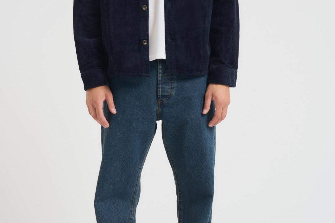 Overshirt uomo in velluto a coste blu 1000541 460 LES DEUX 