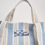 Borsa tote donna in cotone a righe celeste BIGSTRIPESV 3161EMB MC2 SAINT BARTH 