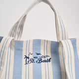 Borsa tote donna in cotone a righe celeste BIGSTRIPESV 3161EMB MC2 SAINT BARTH 