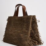 Borsa donna Onja in rafia marrone ONJA DARKTEA IBELIV 