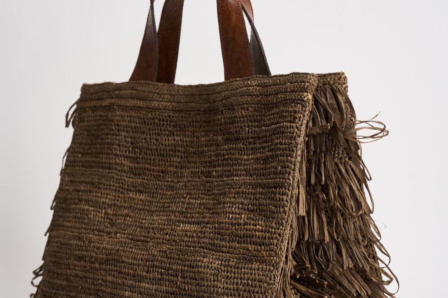 Borsa donna Onja in rafia marrone ONJA DARKTEA IBELIV 