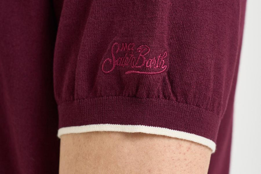 Polo uomo in maglia bordeaux SLOANCONTRAST 45 MC2 SAINT BARTH 